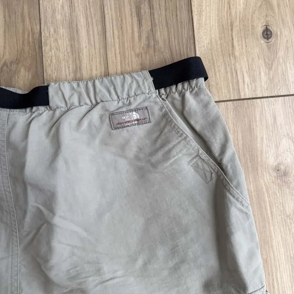 North Face Cargo Shorts Men M Khaki Tan Nylon Belted Hiking Outdoors Camp 9”